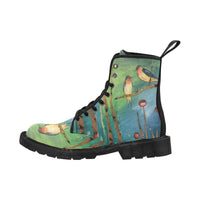 Blue Green birds- Women's Combat boots, , Boots, Combat Shoes, Hippie Boots - MaWeePet- Art on Apparel
