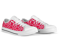 Sneakers-Links Red -Womans Low Top Canvas Sneakers, Cruise Fashion Shoes - MaWeePet- Art on Apparel