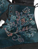 Floral Paisley -Women's Boho, Combat, Hippie Boots vegan Leather Lace up, Classic Short boots - MaWeePet- Art on Apparel