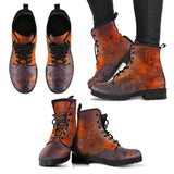 Orange Grunge  -Classic boots, combat boots, Lace up, Festival hippy boots - MaWeePet- Art on Apparel