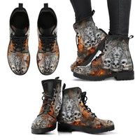 Fierce Lion -Women's Boho Boots, Combat boots,  Festival Combat, Hippie Boots Lace up, Classic Short boots - MaWeePet- Art on Apparel